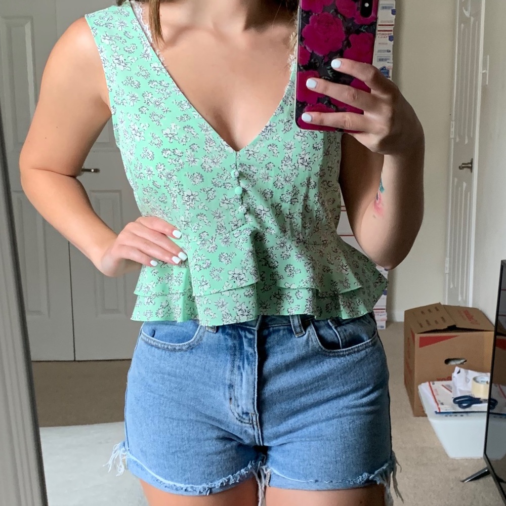 Primark Tie Back Floral Crop Blouse